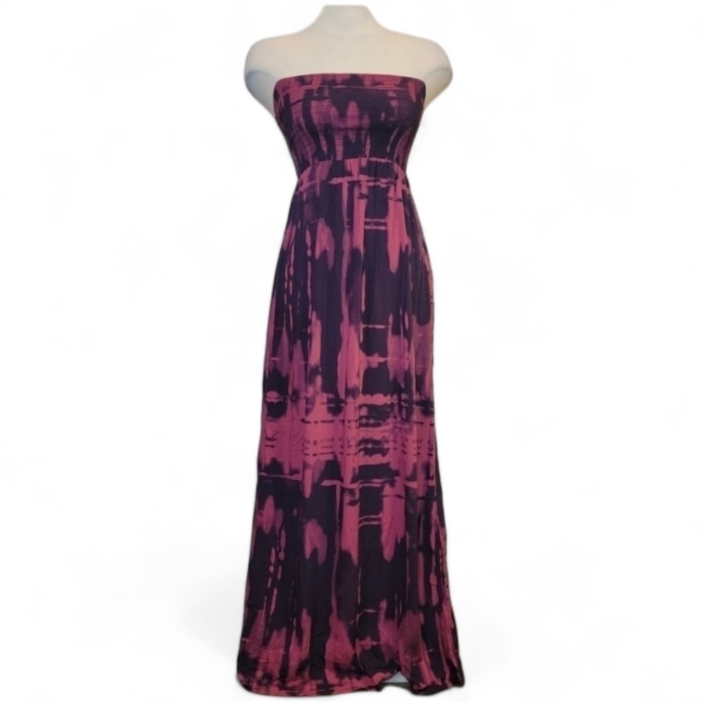 George | Strapless Purple and Pink Tie Dye Maxi Dress